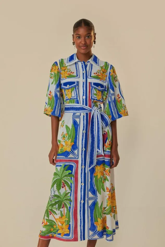 OffWhite Tropical Destination Midi Dress Women FARM Rio Midi Dresses