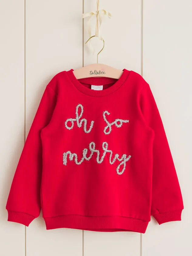 Oh So Merry Tinsel Sweatshirt Red Girl Altar039d State Tops