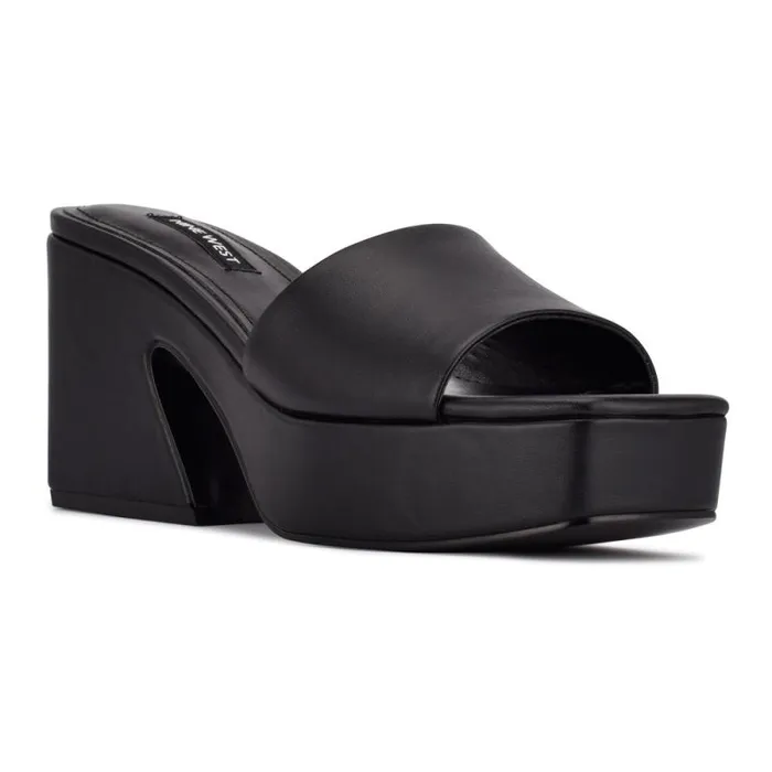 Oklee Platform Slide Sandals Black Women Nine West Heels