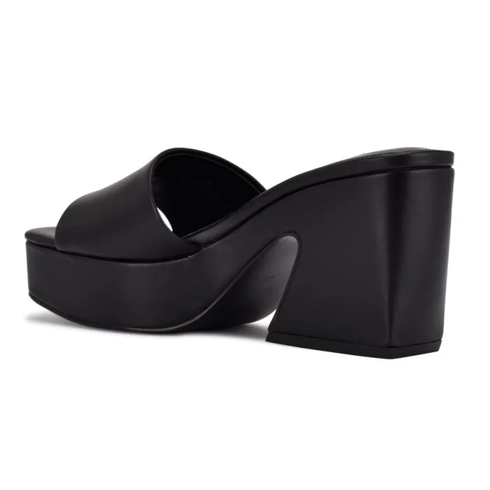 Oklee Platform Slide Sandals Black Women Nine West Heels