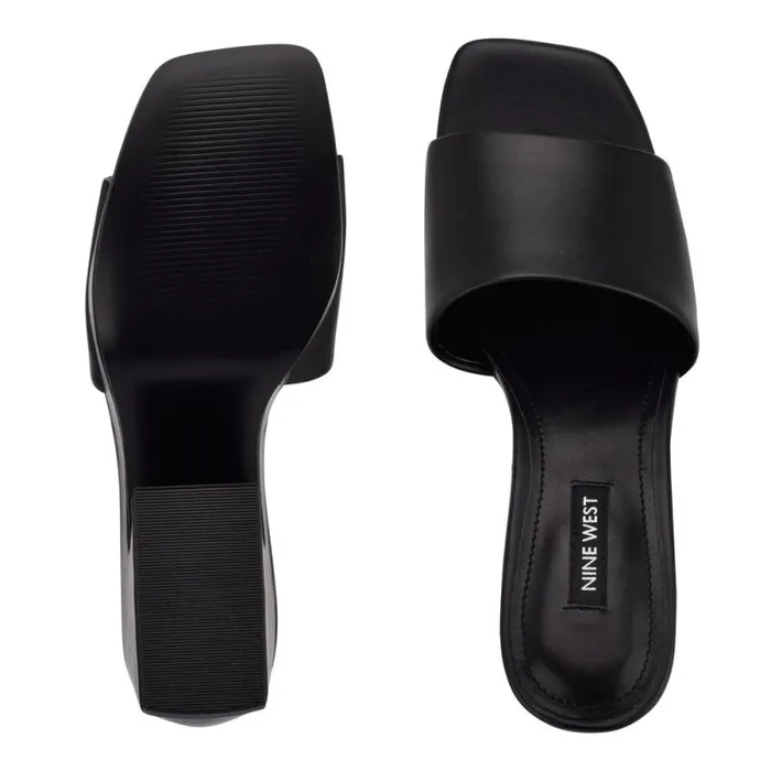 Oklee Platform Slide Sandals Black Women Nine West Heels
