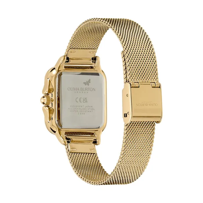 Olivia Burton Color Dial Watches Women 28mm Grosvenor Green and Gold Mesh Watch