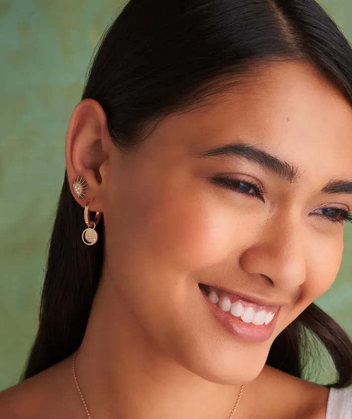Olivia Burton Earrings Women Celestial Sun Rose Gold Plated Hoop Earrings