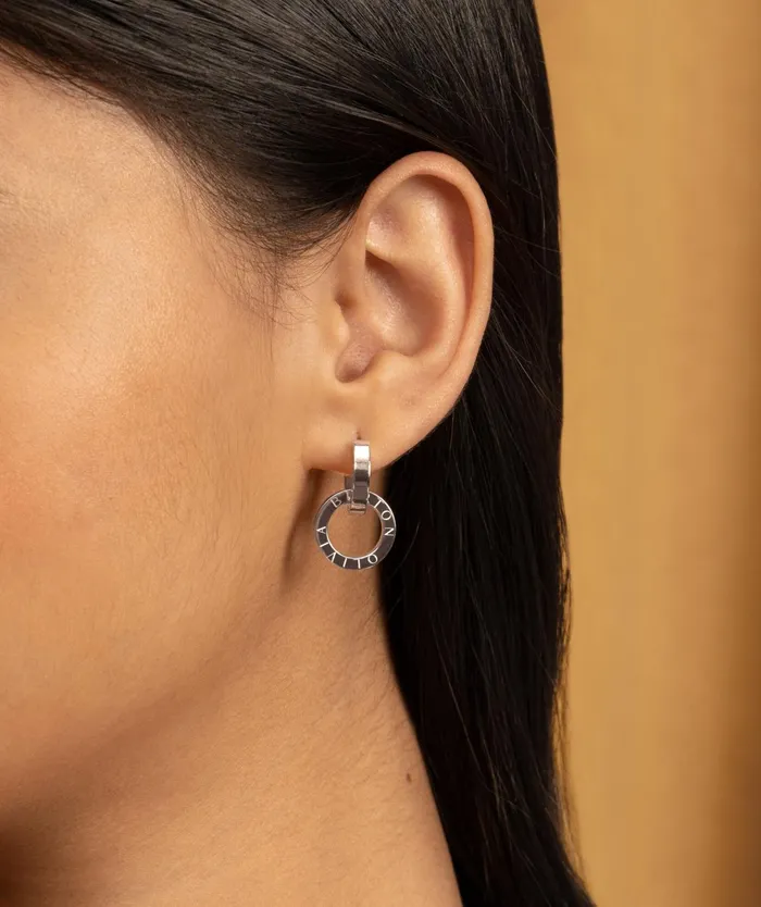 Olivia Burton Earrings Women Honeycomb Toggle Silver Tone Hoop Earrings