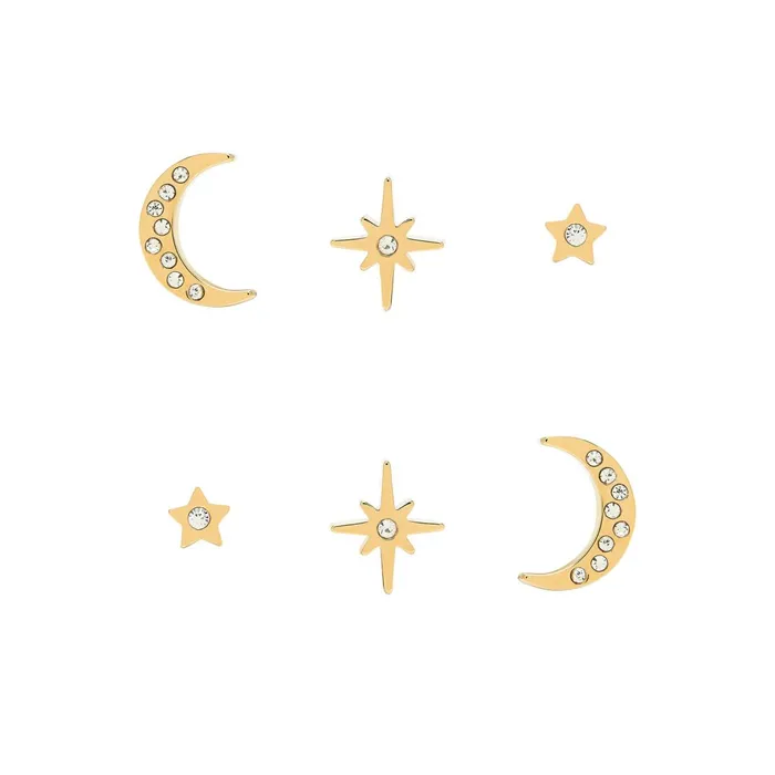 Olivia Burton Earrings Women North Star and Moon Gold Stud Earrings Set