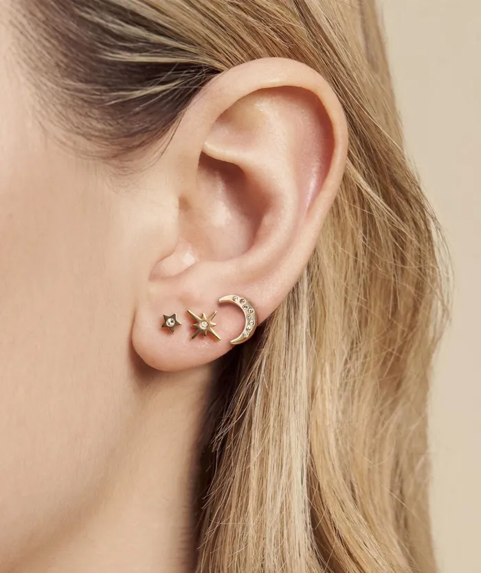 Olivia Burton Earrings Women North Star and Moon Gold Stud Earrings Set