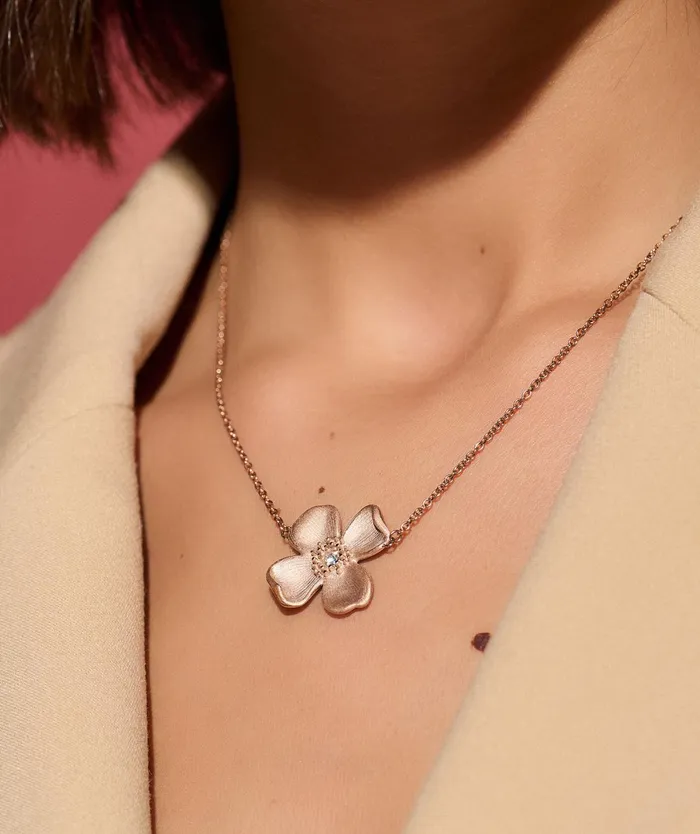 Olivia Burton Necklaces Women Dogwood Flower Carnation Gold Pendant Necklace