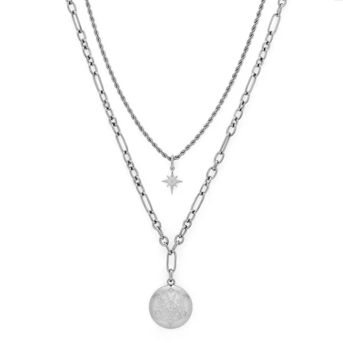 Olivia Burton Necklaces Women Ever Stacked Silver Tone MultiChain Necklace
