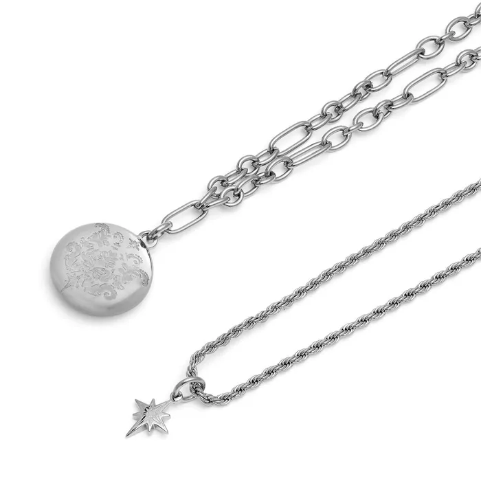 Olivia Burton Necklaces Women Ever Stacked Silver Tone MultiChain Necklace