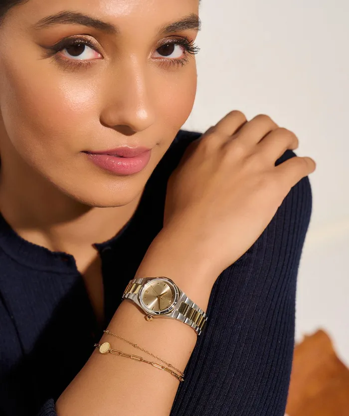 Olivia Burton Sports Luxe Watches Women 28mm Mini Hexa Neo Gold and Two Tone Bracelet Watch