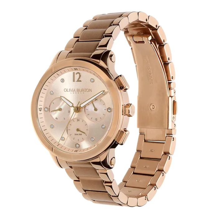 Olivia Burton Sports Luxe Watches Women 38mm MultiFunction Blush and Carnation Gold Bracelet Watch