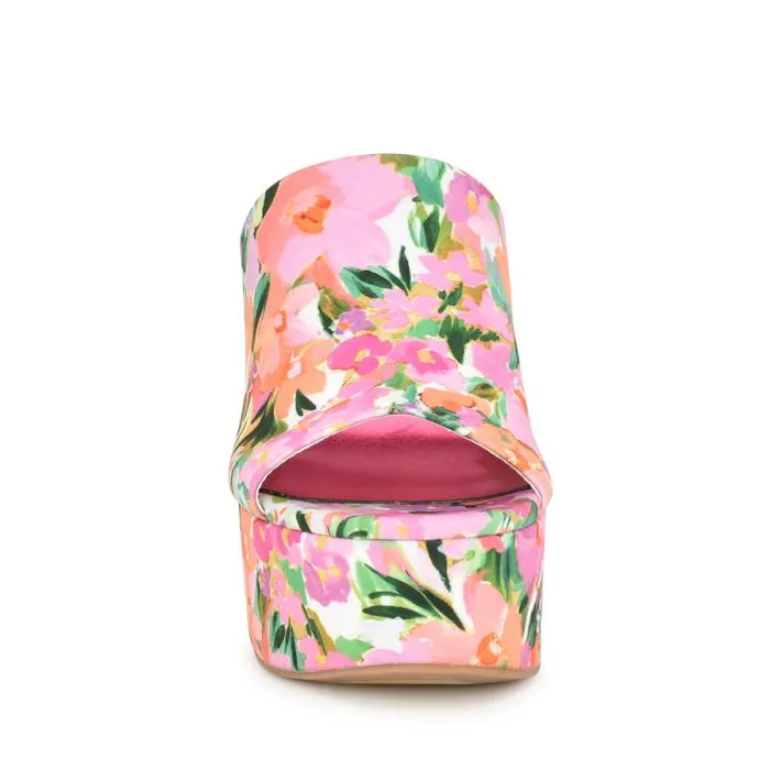 Olley Platform Slide Sandals Pink Floral Women Nine West Sandals Olley Platform Slide Sandals Pink Floral Women Nine West Sandals