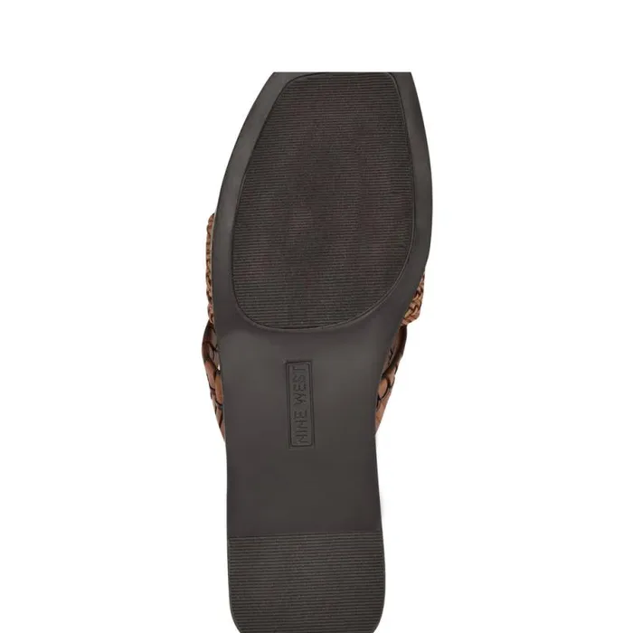 Olson Knotted Flat Slide Sandals Brown Women Nine West Sandals