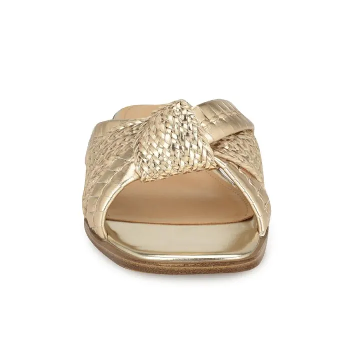 Olson Knotted Flat Slide Sandals Platino Women Nine West Sandals