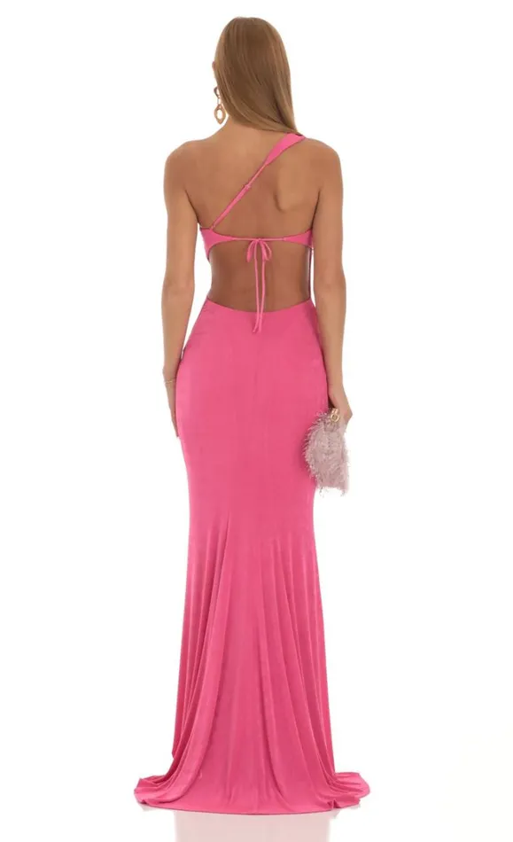 One Shoulder Maxi Dress Pink Women LUCY IN THE SKY Maxi Dresses One Shoulder Maxi Dress Pink Women LUCY IN THE SKY Maxi Dresses