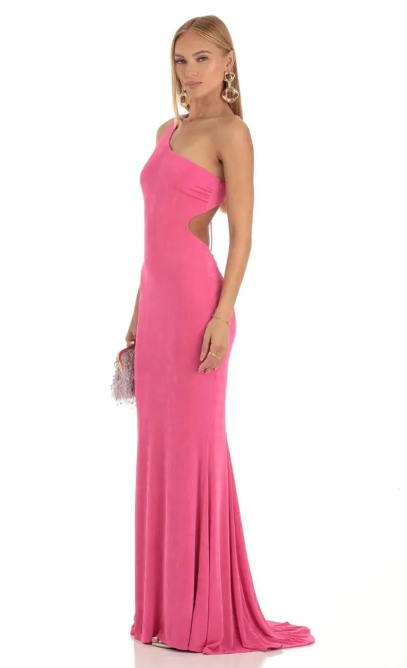 One Shoulder Maxi Dress Pink Women LUCY IN THE SKY Maxi Dresses One Shoulder Maxi Dress Pink Women LUCY IN THE SKY Maxi Dresses