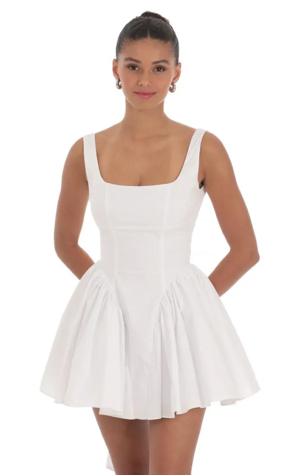 Open Back Flare Dress White Women LUCY IN THE SKY Mini Dresses Open Back Flare Dress White Women LUCY IN THE SKY Mini Dresses