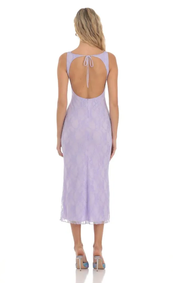 Open Back Lace Midi Dress Lavender Women LUCY IN THE SKY Midi Dresses Open Back Lace Midi Dress Lavender Women LUCY IN THE SKY Midi Dresses