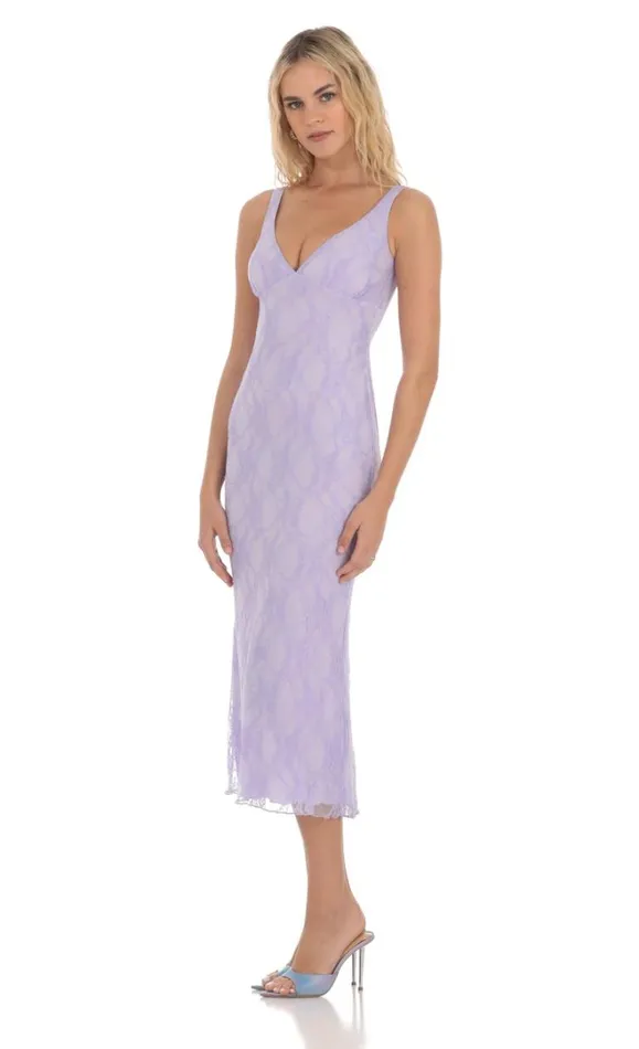 Open Back Lace Midi Dress Lavender Women LUCY IN THE SKY Midi Dresses Open Back Lace Midi Dress Lavender Women LUCY IN THE SKY Midi Dresses