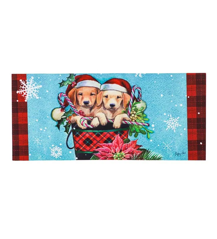 Outdoor Living Christmas Puppy Bucket Sassafras Switch Mat Plow and Hearth Doormats and Boot Trays