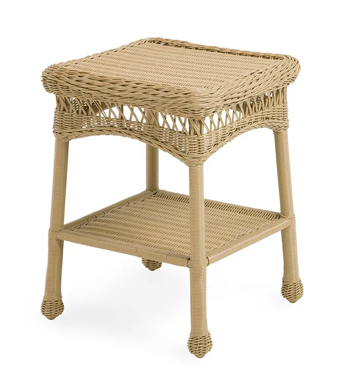 Outdoor Living Easy Care Resin Wicker Rocker And End Table Plow and Hearth Outdoor Wicker