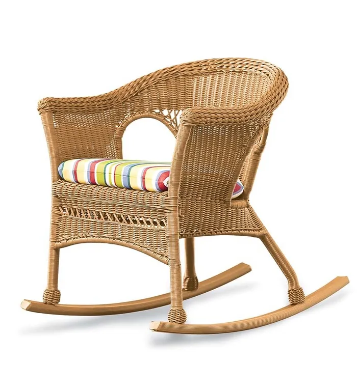 Outdoor Living Easy Care Resin Wicker Rocker And End Table Plow and Hearth Outdoor Wicker