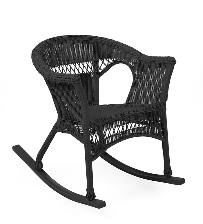 Outdoor Living Easy Care Resin Wicker Rocker And End Table Plow and Hearth Outdoor Wicker