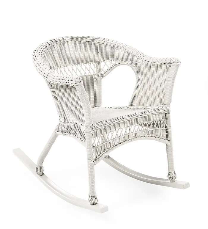 Outdoor Living Easy Care Resin Wicker Rocker And End Table Plow and Hearth Outdoor Wicker