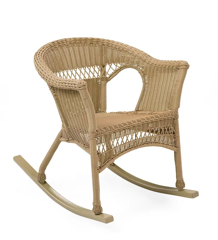 Outdoor Living Easy Care Resin Wicker Rocker And End Table Plow and Hearth Outdoor Wicker