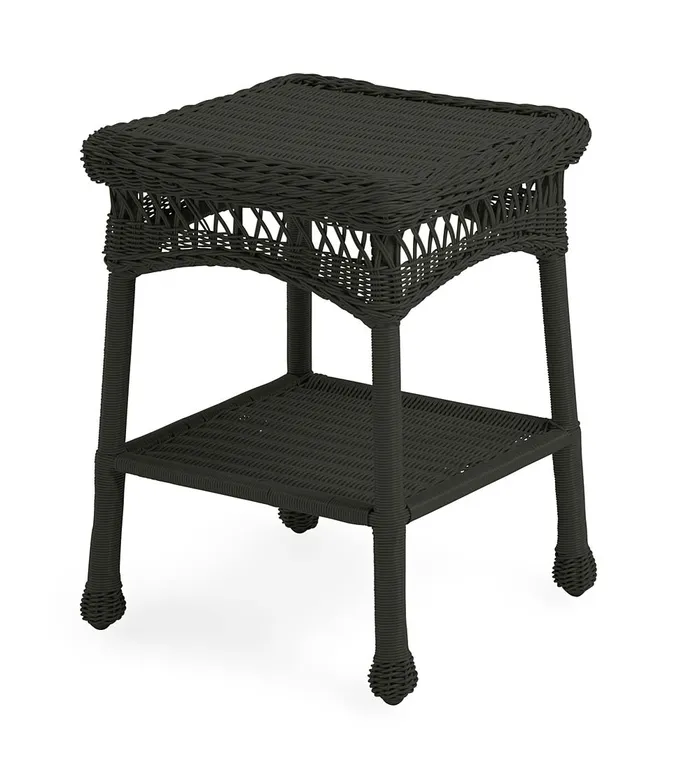 Outdoor Living Easy Care Resin Wicker Rocker And End Table Plow and Hearth Outdoor Wicker