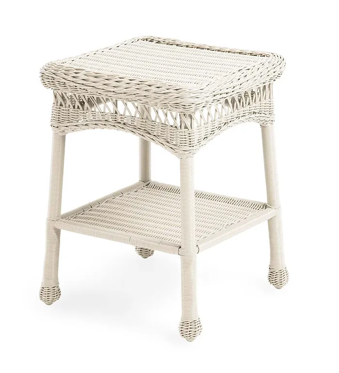 Outdoor Living Easy Care Resin Wicker Rocker And End Table Plow and Hearth Outdoor Wicker