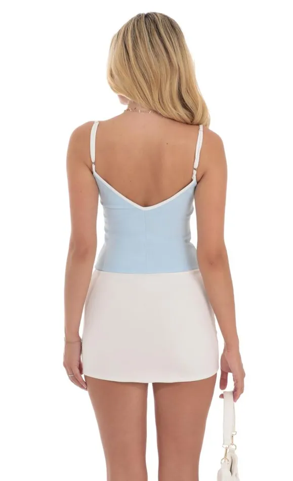 Outline Front Tie Top Baby Blue Women LUCY IN THE SKY Tops
