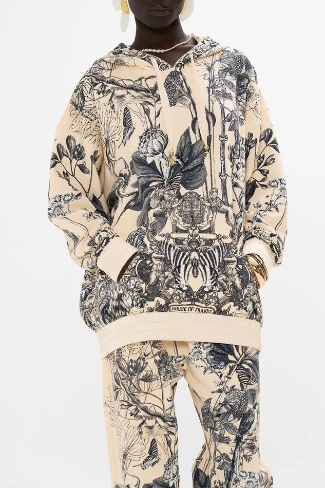 OVERSIZE BOYFRIEND HOODIE WITH SILK BANDS ETCHED INTO ETERNITY Etched Into Eternity Womens Camilla Knitwear