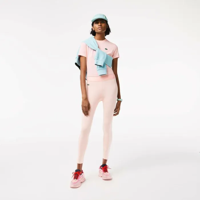 Pants and Leggings Women Lacoste Womens SPORT 78 Length Recycled Polyester Leggings Waterlily Pink Kf9