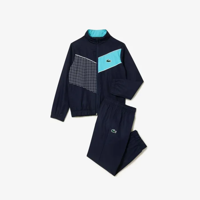 Pants and Shorts Kids Lacoste Kids039 Colorblock Tennis Sweatsuit Navy Blue Blue White Rig
