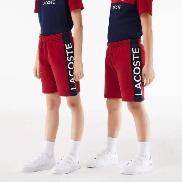 Pants and Shorts Kids Lacoste Kids Striped Organic Cotton Shorts Bordeaux Navy Blue Iqf