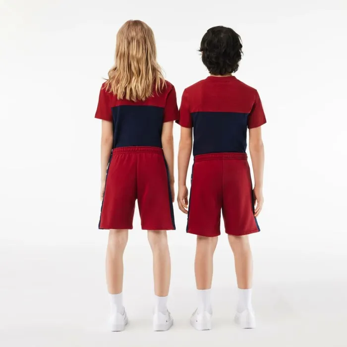 Pants and Shorts Kids Lacoste Kids Striped Organic Cotton Shorts Bordeaux Navy Blue Iqf