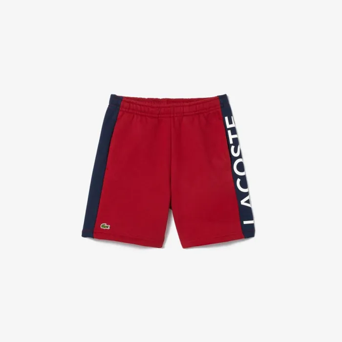 Pants and Shorts Kids Lacoste Kids Striped Organic Cotton Shorts Bordeaux Navy Blue Iqf