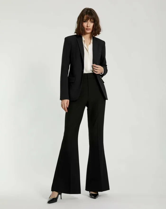 Pants Black Classic Crepe Flared Trouser Pant 8211 FINAL SALE Black 8211 Mac Duggal Women
