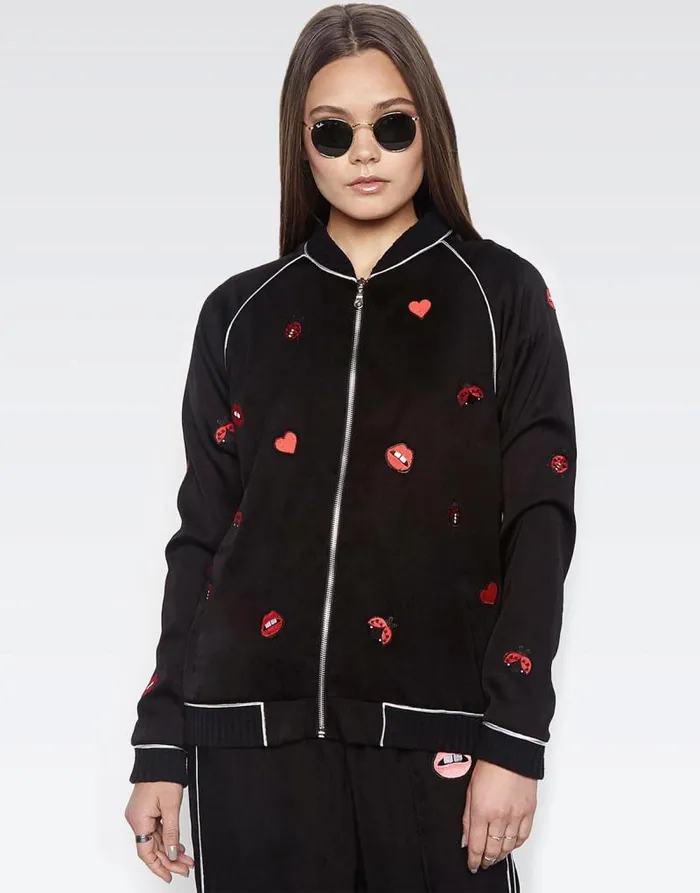 Paris Ladybug Love Kiss Black Women Lauren Moshi Jackets