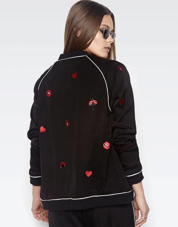 Paris Ladybug Love Kiss Black Women Lauren Moshi Jackets
