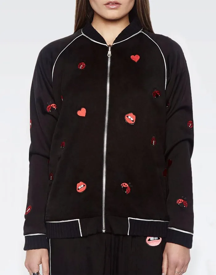 Paris Ladybug Love Kiss Black Women Lauren Moshi Jackets