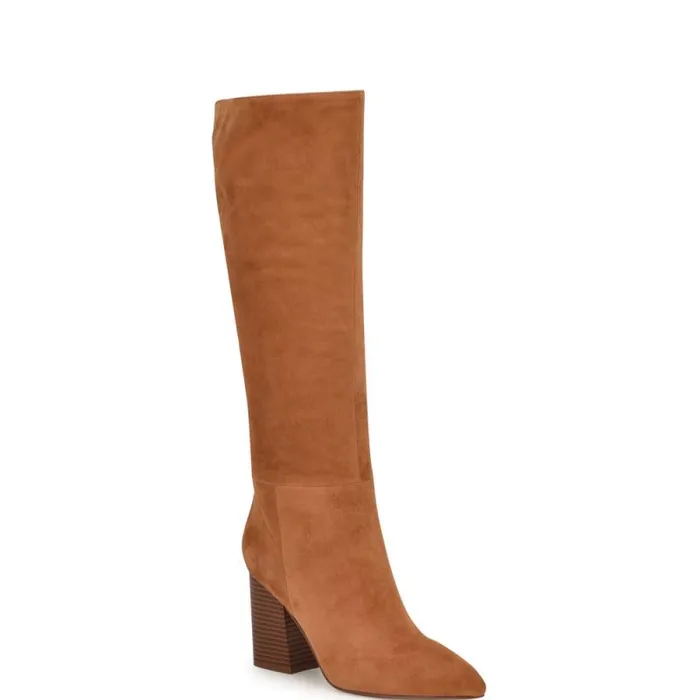 Peachey Heeled Boots Medium Brown Suede Women Nine West Boots and Booties Peachey Heeled Boots Medium Brown Suede Women Nine West Boots and Booties