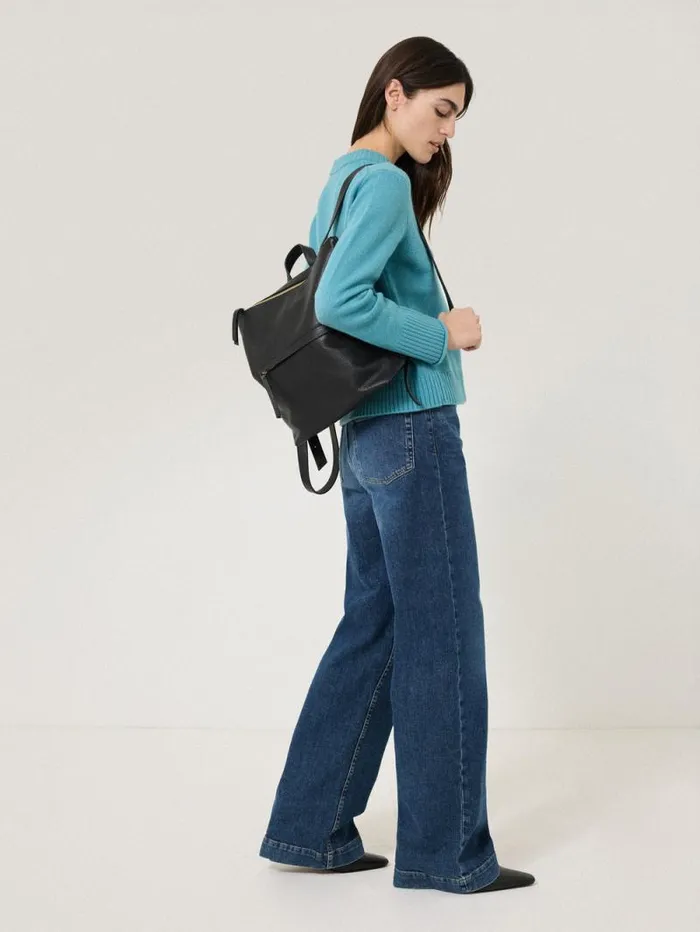 Pebble Leather Backpack Black Women Jigsaw Wallets and Card Holders