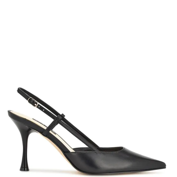 Peni Slingback Pumps Black Leather Women Nine West Heels