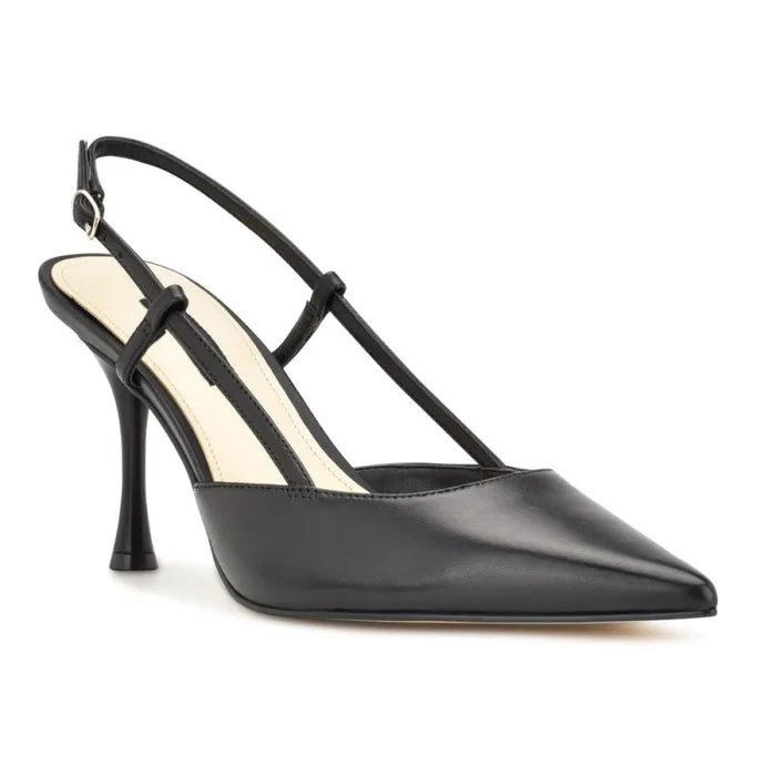 Peni Slingback Pumps Black Leather Women Nine West Heels Peni Slingback Pumps Black Leather Women Nine West Heels