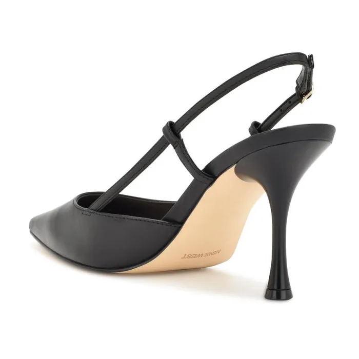 Peni Slingback Pumps Black Leather Women Nine West Heels Peni Slingback Pumps Black Leather Women Nine West Heels