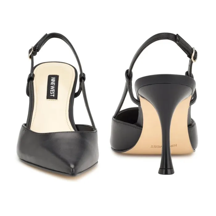 Peni Slingback Pumps Black Leather Women Nine West Heels Peni Slingback Pumps Black Leather Women Nine West Heels
