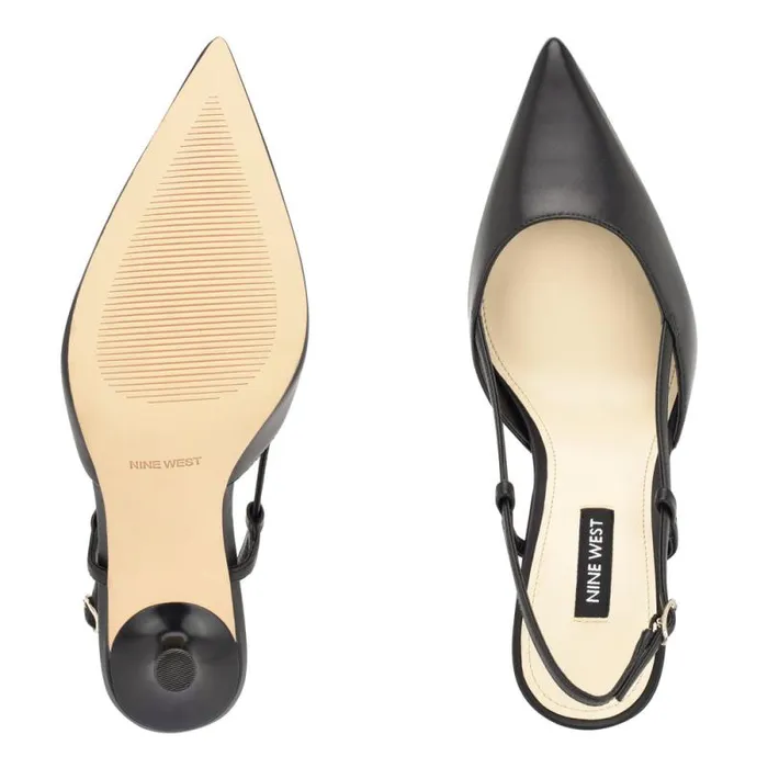 Peni Slingback Pumps Black Leather Women Nine West Heels Peni Slingback Pumps Black Leather Women Nine West Heels