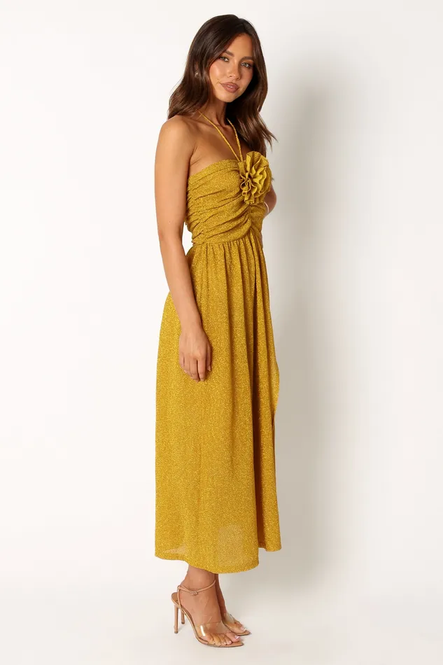petalandpup Arya Halterneck Midi Dress 8211 Yellow Yellow Women Dresses